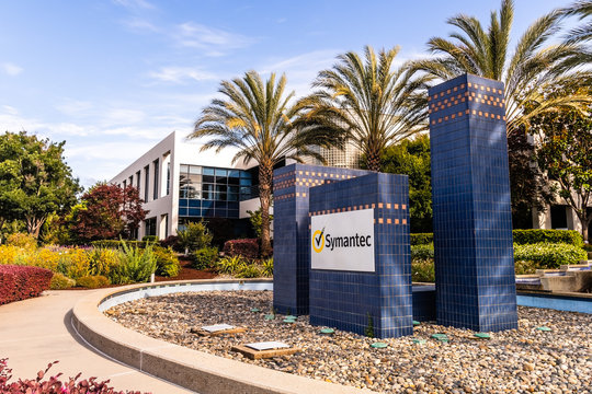 June 15, 2019 Mountain View / CA / USA - Exterior view of Symantec Corporation headquarters in Silicon Valley, south San Francisco bay area