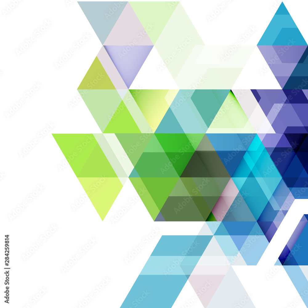Wall mural abstract colorful geometric and modern overlapping triangles on white. modern background for busines