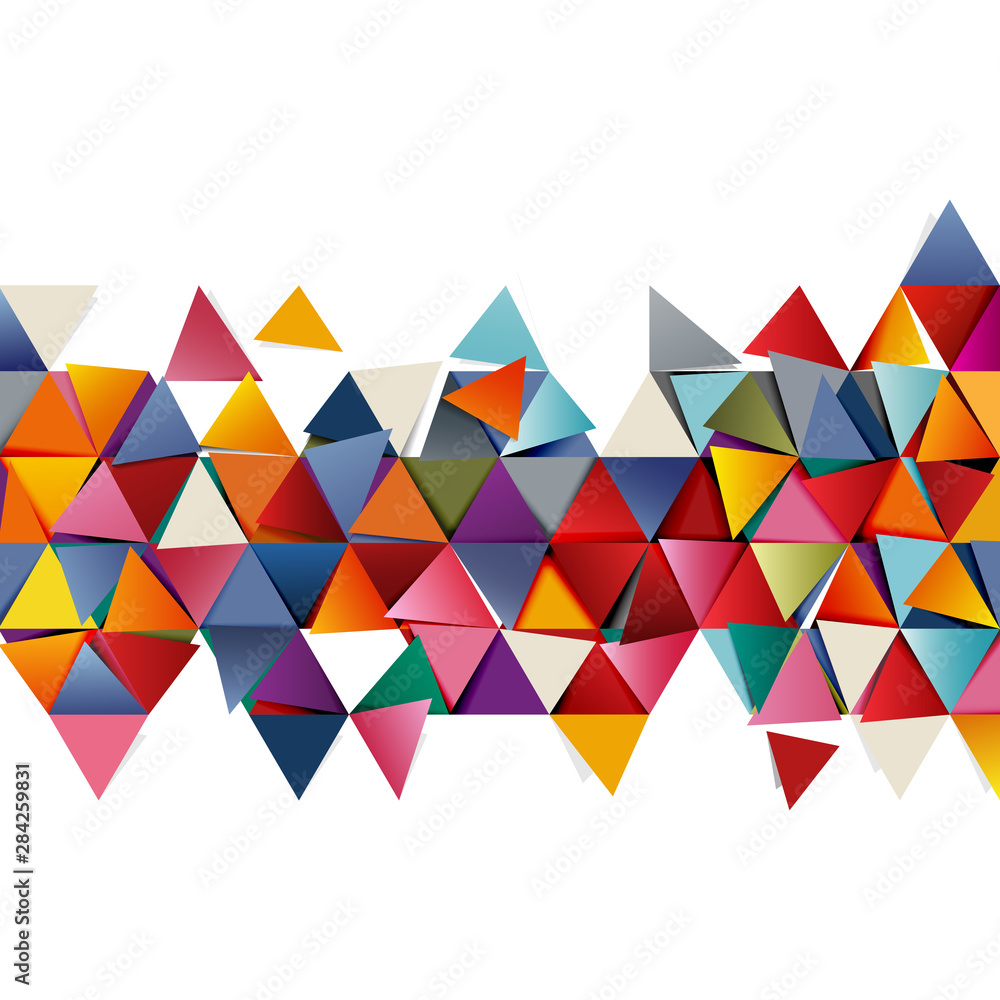 Aufkleber geometric colorful triangle mosaic and separate pattern element on white. modern overlapping triangl
