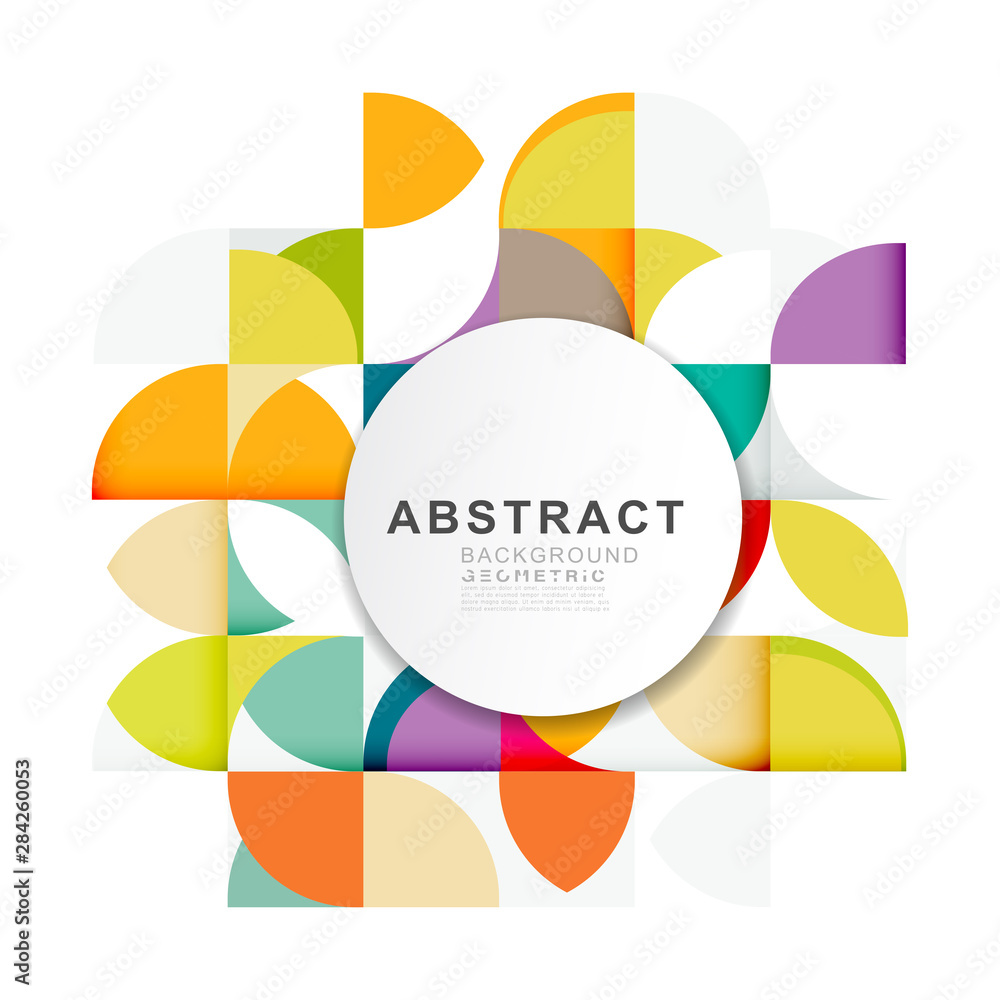 Poster abstract geometric pattern template with a variety of geometric on white circle space for corporate 