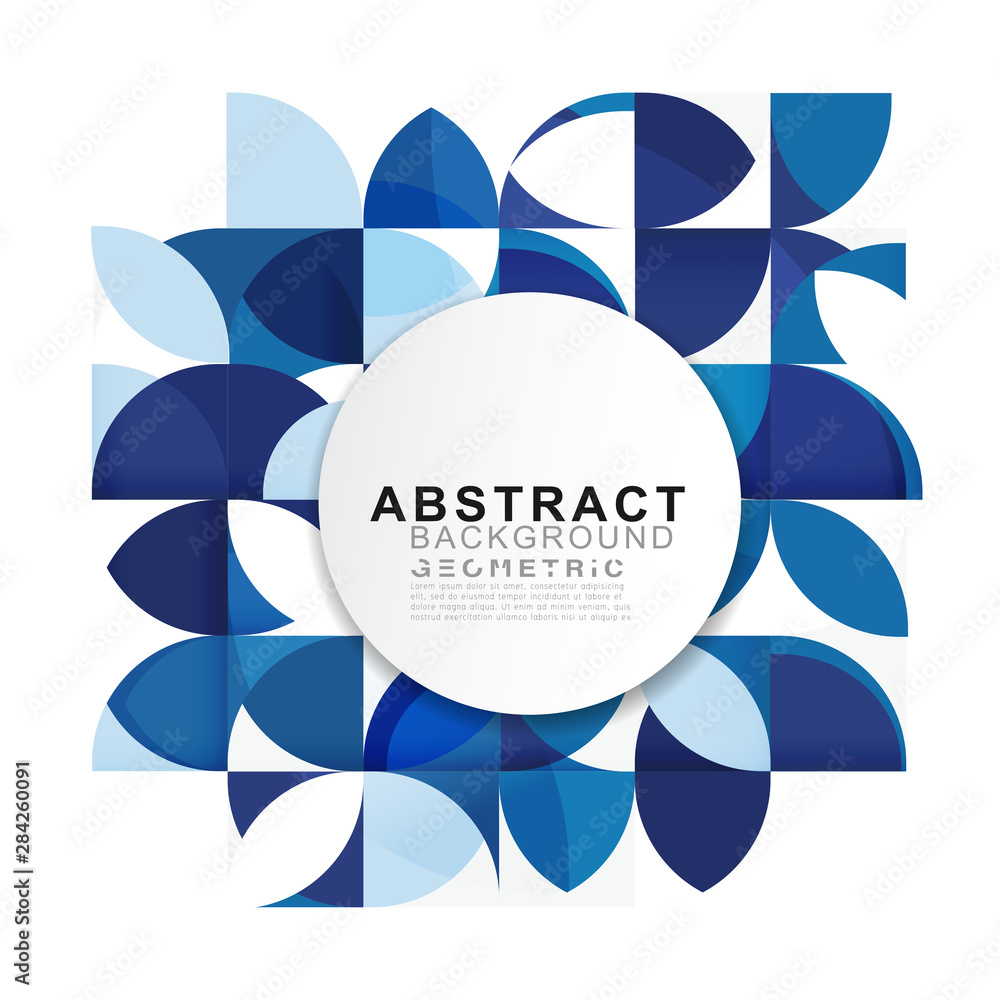 Poster abstract biue geometric pattern template with a variety of geometric and white circle space for corp