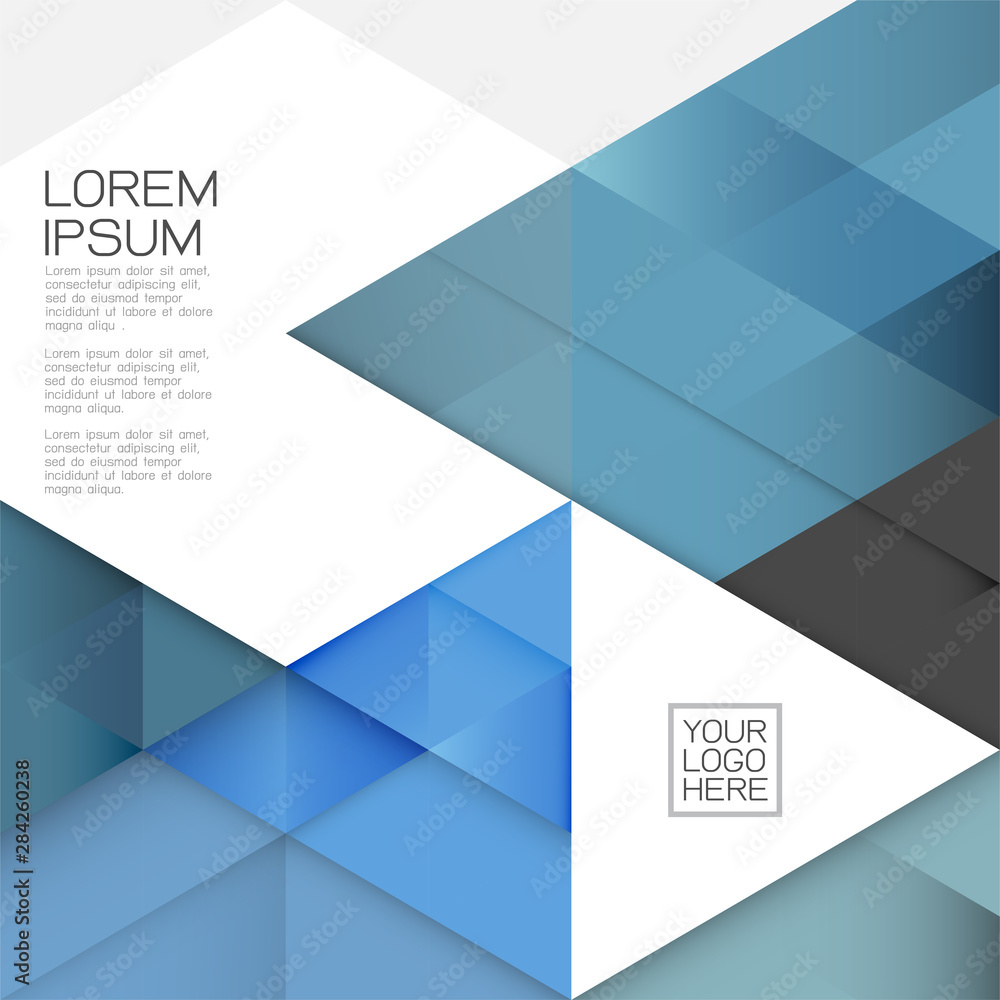 Poster modern layout template with transparent overlapping geometric on white space for text. business or t