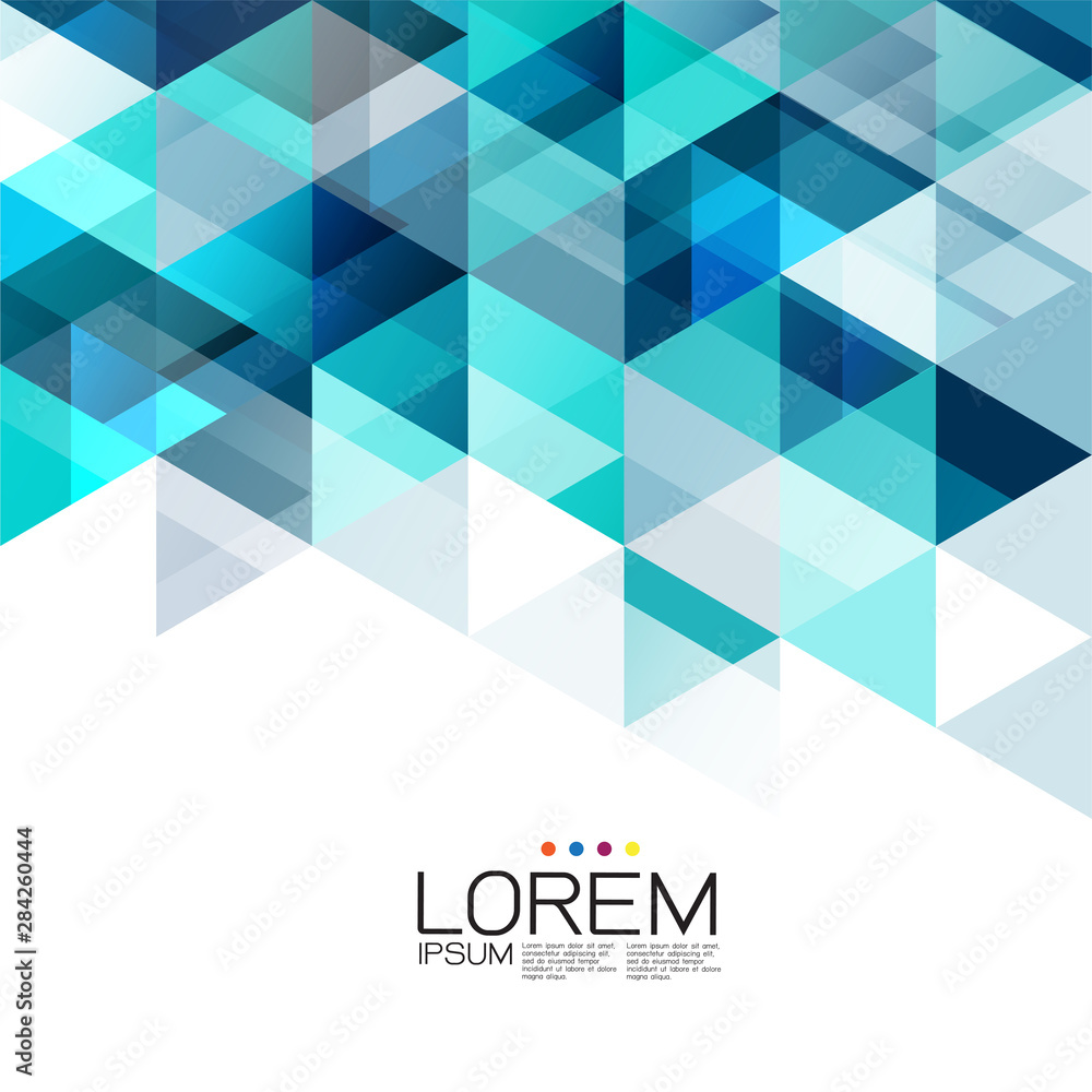Poster Abstract colorful geometric template isolated on white and modern triangle overlapping with white space for text. Modern background for business or technology presentation. vector illustration