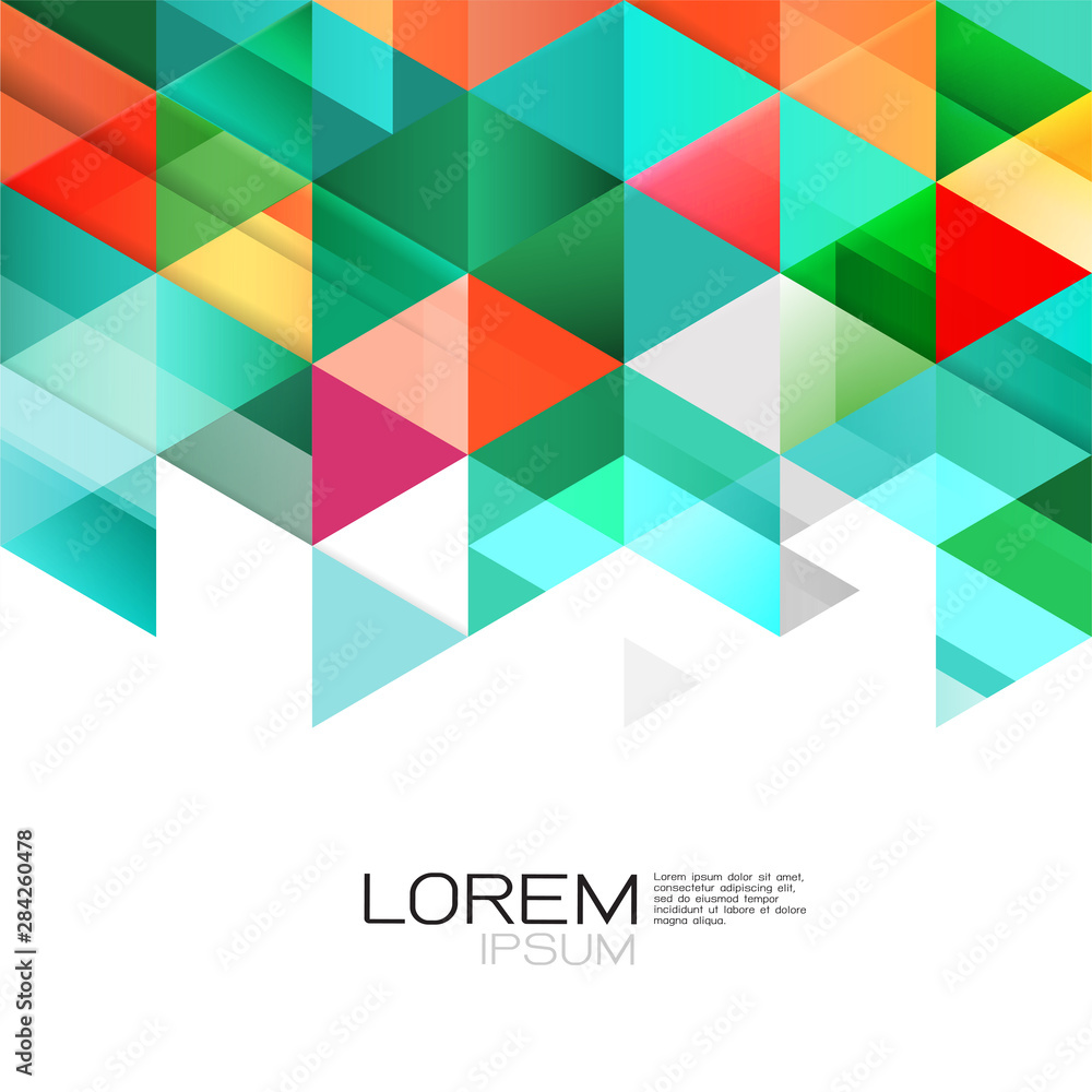 Poster abstract colorful geometric template isolated on white and modern triangle overlapping with white sp