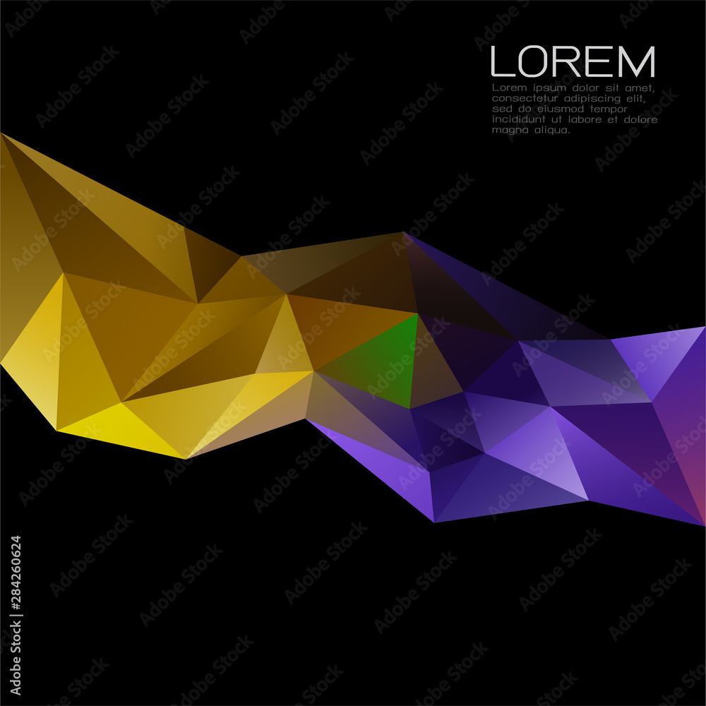 Poster abstract colorful geometric stripe template with space for text isolated on black background. modern