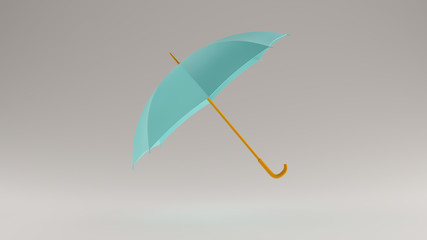 Gulf Blue Turquoise and Orange Umbrella with Leaning Right 3d illustration 3d render