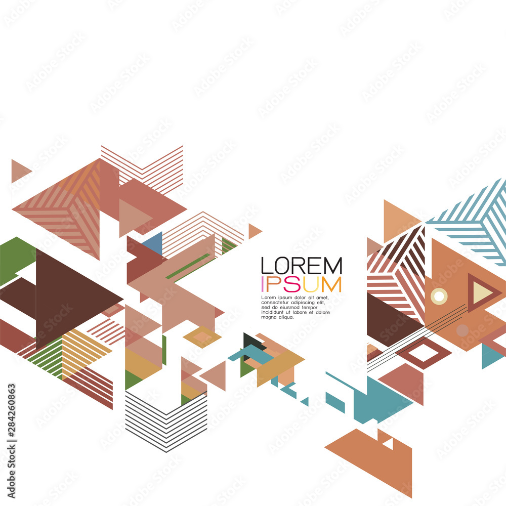 Poster abstract colorful and creative geometric stripe with a variety of graphic and pattern on white. corp