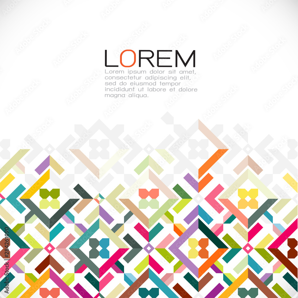 Poster abstract colorful and creative geometric with a variety pattern on below position for leaflet busine