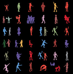 illustrations of people in different poses, brush quick drawing