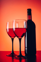 wine glasses and bottle