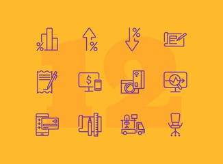 Online money line icon set. Percentage, interest, smartphone, credit card. Business concept. Can be used for topics like finance, loan, startup