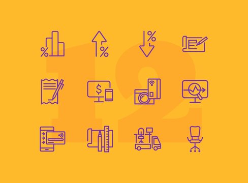 Online money line icon set. Percentage, interest, smartphone, credit card. Business concept. Can be used for topics like finance, loan, startup