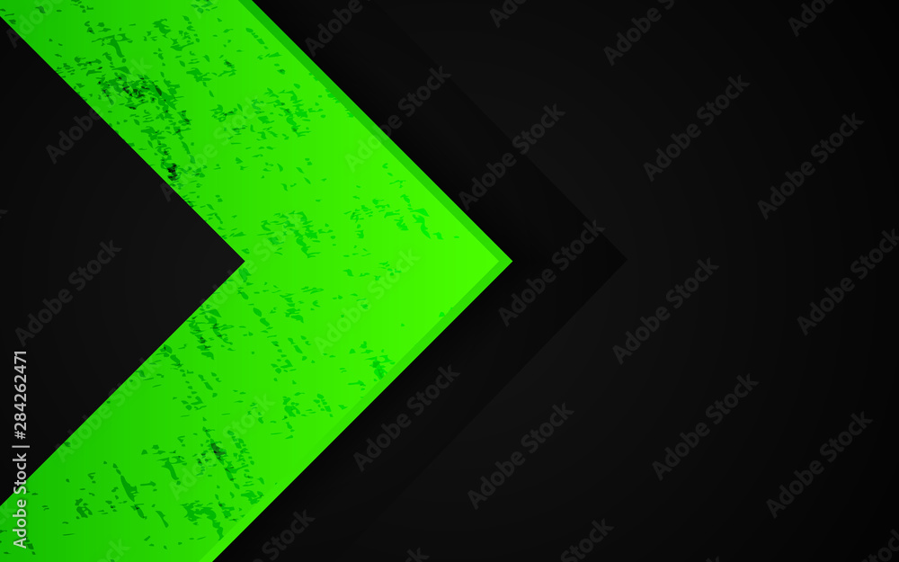 Poster black abstract tech geometric background a combination green metallic line shape and grunge texture 