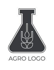 Agro logo for your company. Vector black and white isolated illustration.