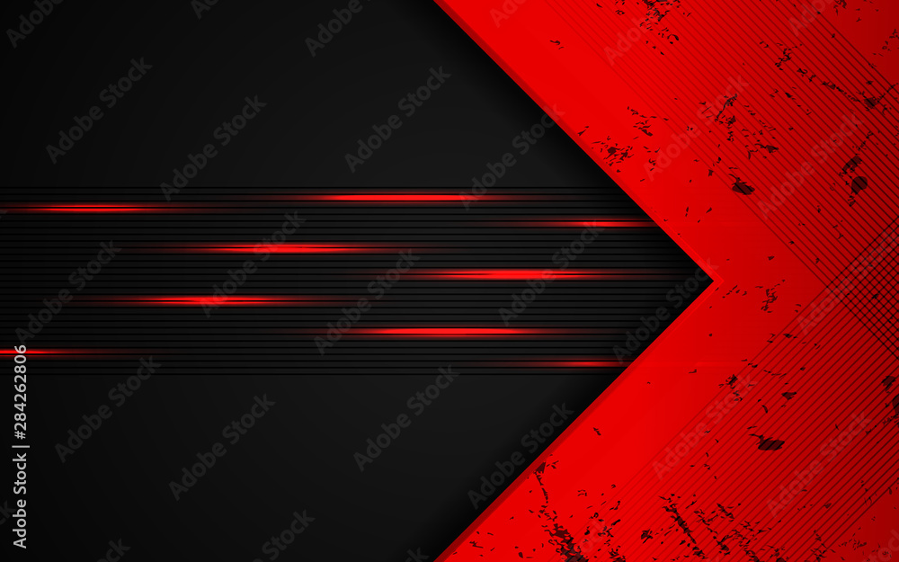 Aufkleber black abstract tech geometric background a combination red metallic line shape and grunge texture co