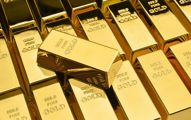 Stack of gold bars. Financial concepts.