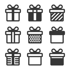 Gift Box Icons Set on White Background. Vector