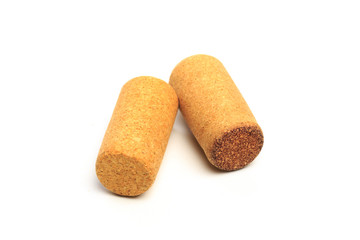 Wine corks isolated on white background .