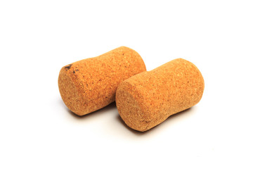 Wine corks isolated on white background .