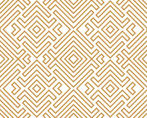 Abstract geometric pattern. A seamless vector background. White and gold ornament. Graphic modern pattern. Simple lattice graphic design