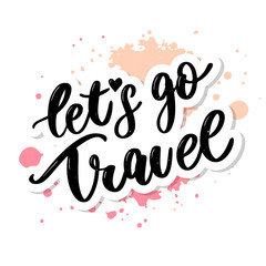 Travel set icons. Handwritten lettering. Label vector illustration