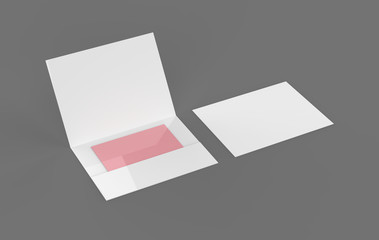 Opened and close Paper Envelope Mock up. 3d illustration