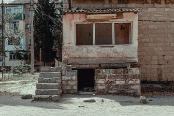 Old abandoned small kiosk store