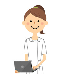 Fototapeta premium 看護師 ノートPC