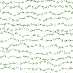 Obraz premium Seamless green pattern with hand drawn branch and leaves
