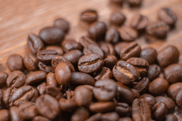 Coffee beans close up. Coffee production industry concept