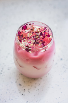 isolated iced rose tea latte