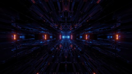 beautiful futuristic scifi space ship tunnel background 3d illustration 3d rendering loop endless looping