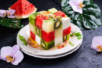Cube fruit salad