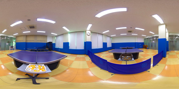 Fitness Gym club full 360 degree panorama spherical projection