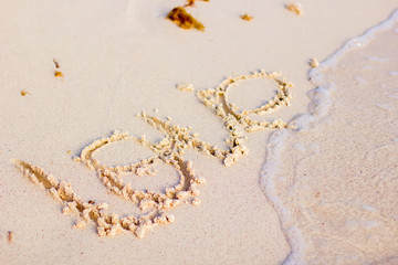 The inscription on the coast, the word love
