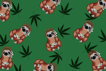 seamless pattern with sloths 