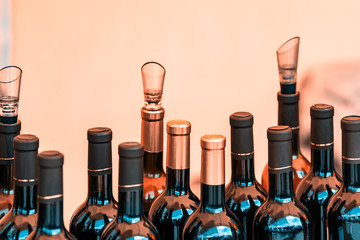 Many bottles of alcohol