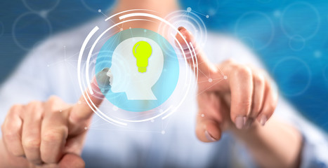 Woman touching a creativity concept