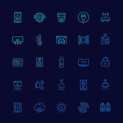 smart house and home automation icons, line vector