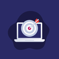 target and laptop, digital marketing icon