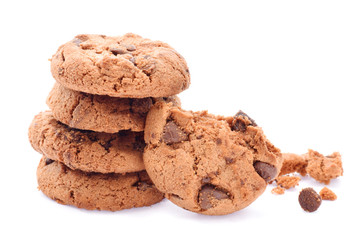 Chocolate cookies isolated on white