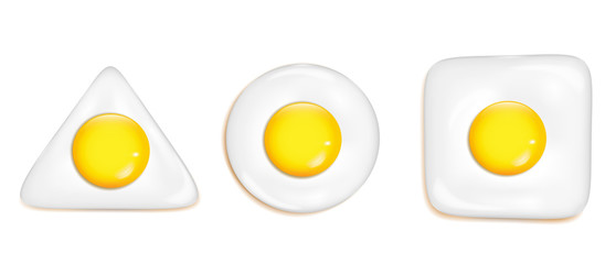 Vector realistic fried eggs set