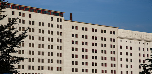 Old flour factory with blue sky