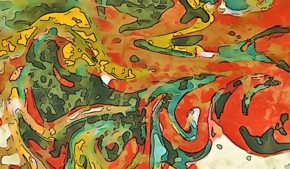 Grunge abstract marble acrylic background. Vintage style artwork, scratched elements. Curves and waves.