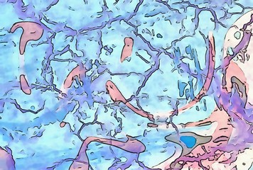 Grunge abstract marble acrylic background. Vintage style artwork, scratched elements. Curves and waves.