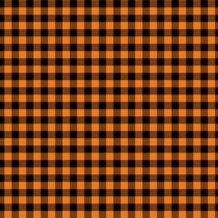 Gingham seamless orange and black pattern. Texture from squares for plaid, tablecloths, clothes, shirts, dresses, paper, bedding, blankets, quilts and other textile products. Vector illustration 
