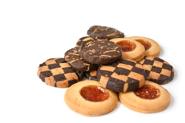 Assorted cookies on white background - isolated