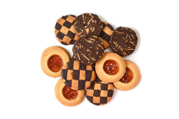 Assorted cookies on white background - isolated
