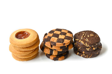 Assorted cookies on white background - isolated