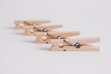 Set of clothespins isolated on white background